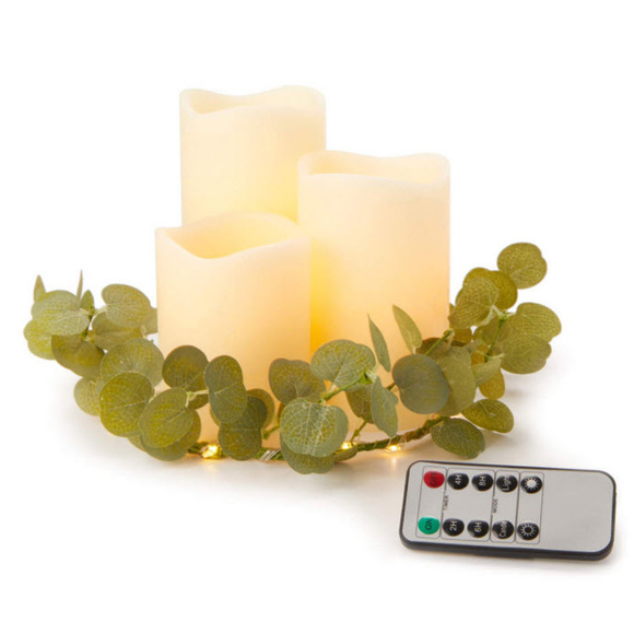 Ivory 3-Piece LED Pillar Candle Set with Remote - Picture 1 of 1